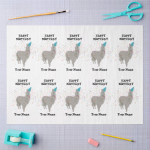 Llama Partying - Animal Having a Party Custom Name Tissue Paper