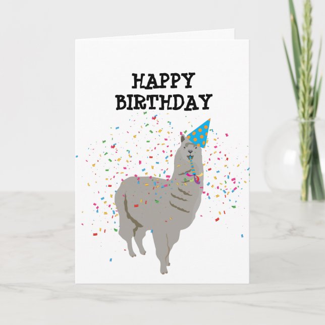 Llama Partying - Animals Having a Party Card (Front)