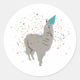 Llama Partying - Animals Having a Party Classic Round Sticker