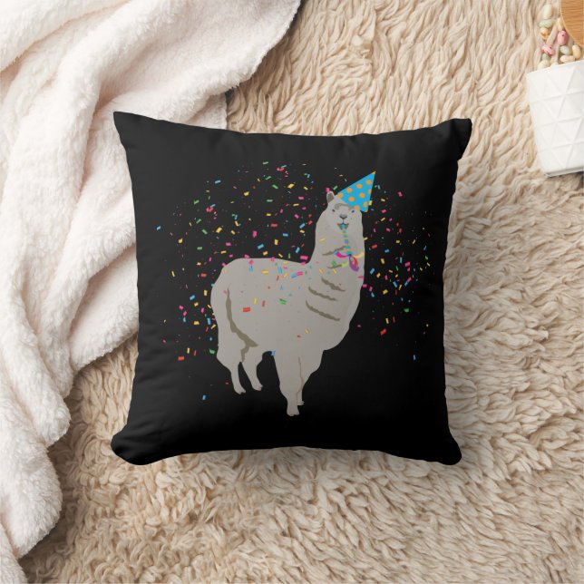 Llama Partying - Animals Having a Party Cushion (Blanket)