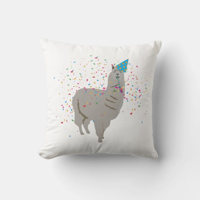 Llama Partying - Animals Having a Party Cushion (Front)