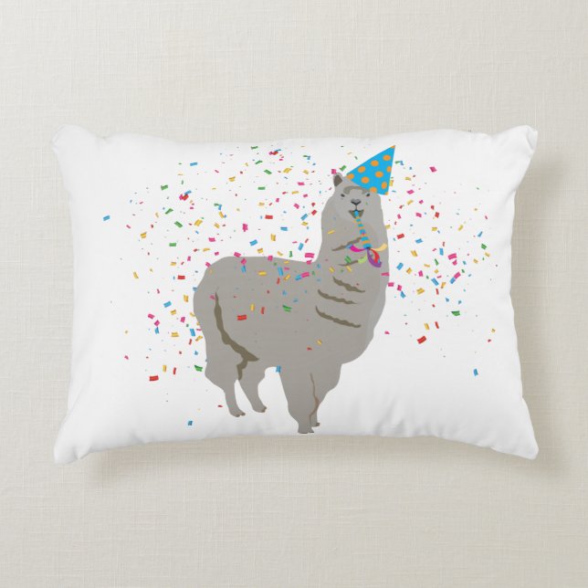 Llama Partying - Animals Having a Party Decorative Cushion (Front)