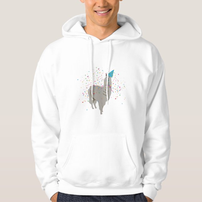 Llama Partying - Animals Having a Party Hoodie (Front)