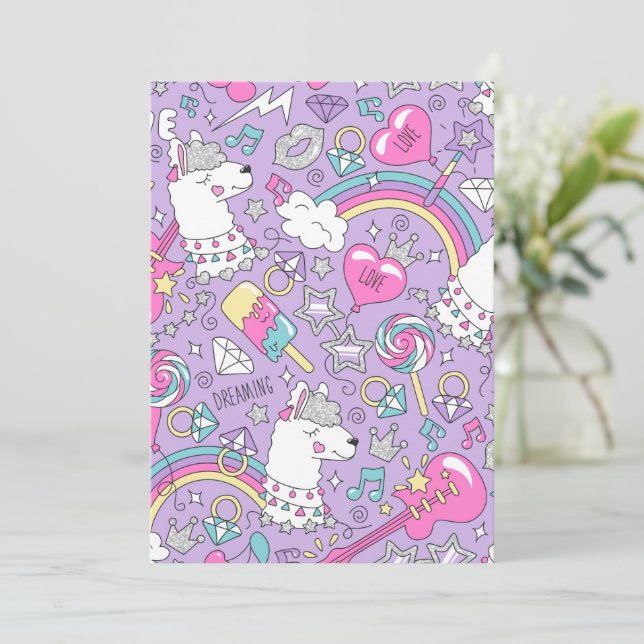 Llama pattern 1 thank you card (Standing Front)