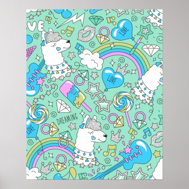 llama pattern 2 poster (Front)