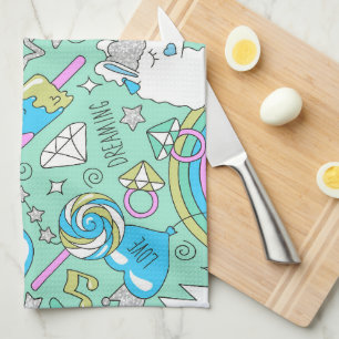 llama pattern 2 tea towel
