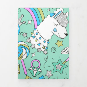 llama pattern 2 Tri-Fold holiday card