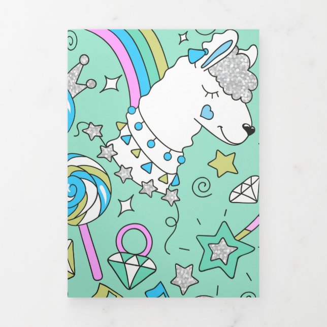 llama pattern 2 Tri-Fold holiday card (Cover)