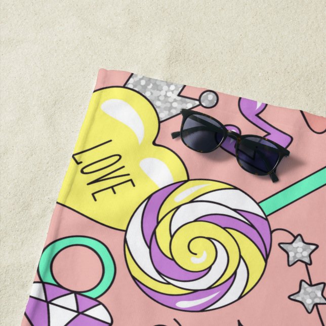 llama pattern 3 beach towel (In Situ)