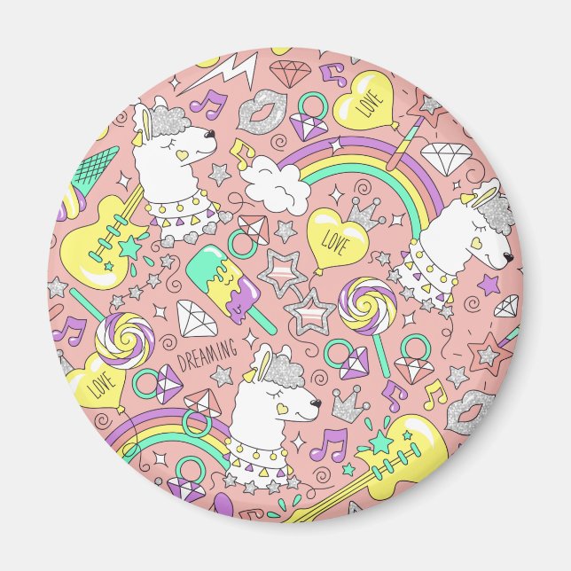 llama pattern 3 magnet (Front)