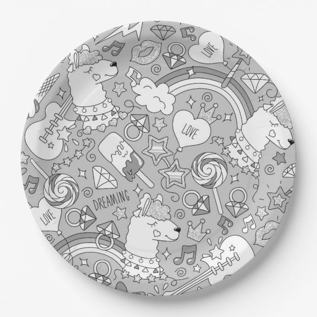 llama pattern 4 paper plate (Front)