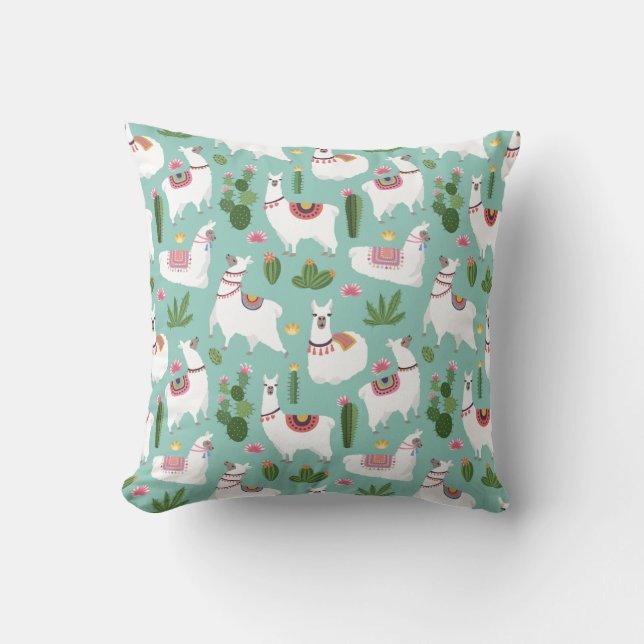 Llama pattern throw pillow (Front)