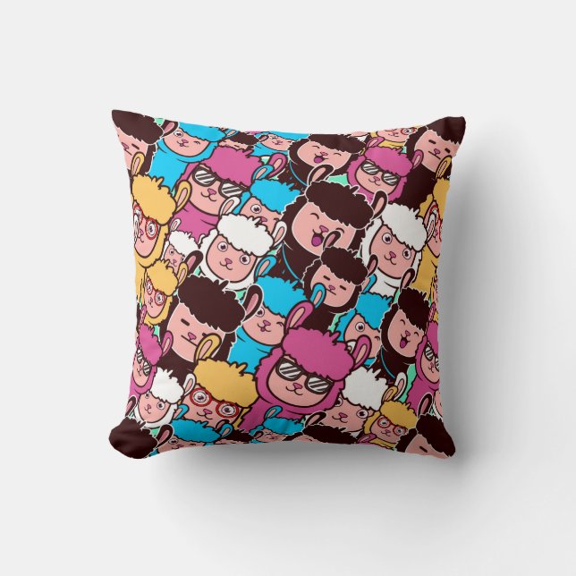 Llama pattern throw pillow (Front)
