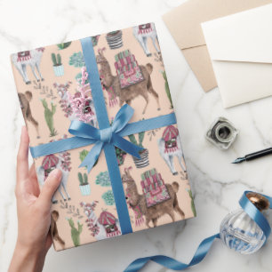 Llama   peach   Wrapping Paper