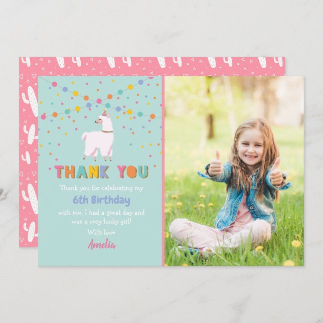Llama Photo Thank You Card (Front/Back)