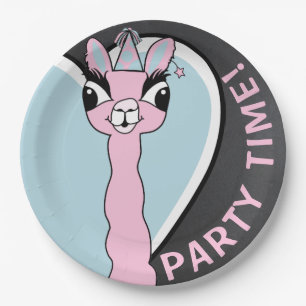 Llama Pink Pajama Girl Birthday Party Sleepover Paper Plate