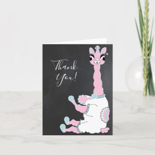 Llama Pink Pajama Girl Birthday Party Sleepover Thank You Card