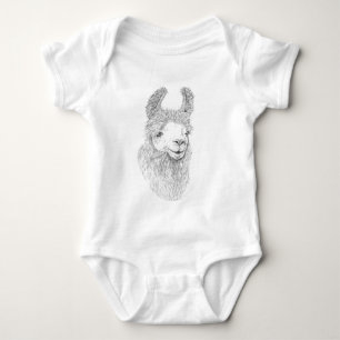 Llama Portrait Baby Bodysuit