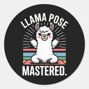 Llama Pose Mastered Cute Yoga Llama Art  Classic Round Sticker