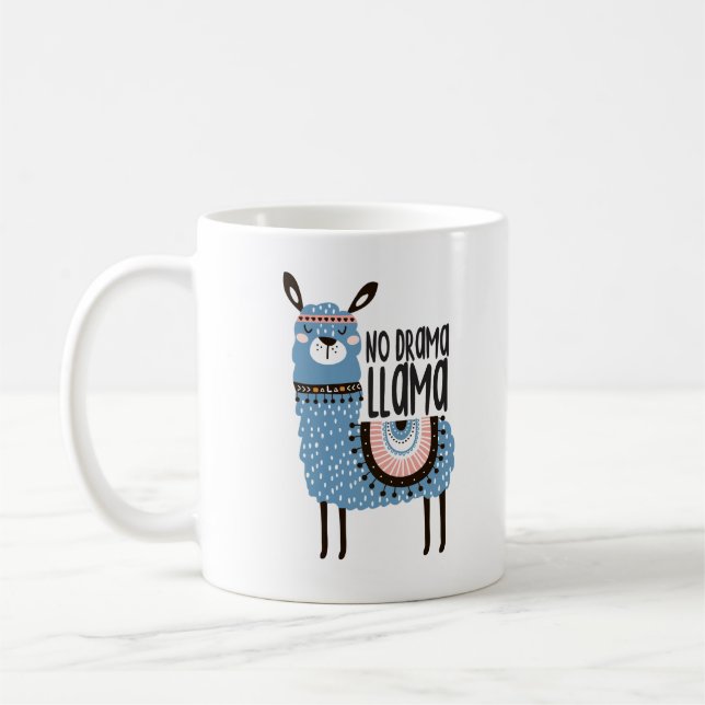 Llama Print Coffee Mug  - No Drama Llama - 11oz (Left)