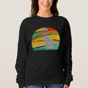 Llama rainbow alpaca retro style animal graphics sweatshirt