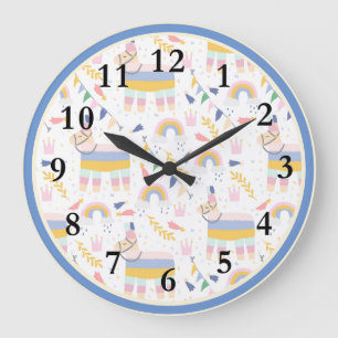 Llama Rainbow Baby Nursery Wall Clock