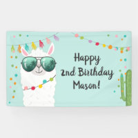 Llama Rama Birthday Party Backdrop Banner Alpaca
