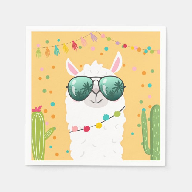 Llama Rama Paper Napkins Fiesta Party Alpaca (Front)