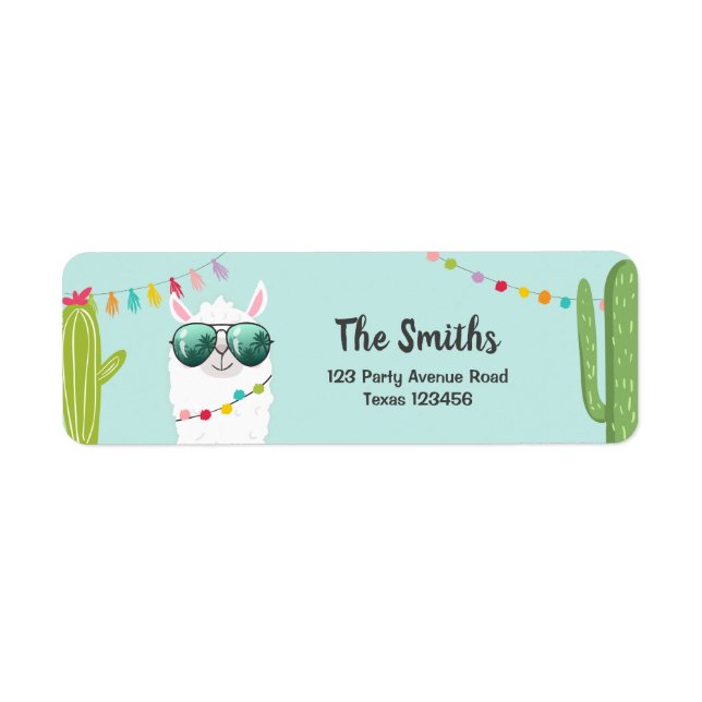 Llama Rama Return Address Labels Fiesta Alpaca (Front)
