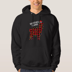 Llama Red Buffalo Plaid Brother Llama Christmas Pa Hoodie