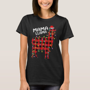 Llama Red Buffalo Plaid Mama Llama Christmas Paja T-Shirt