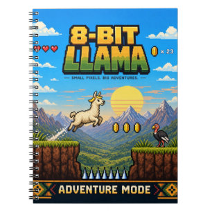 Llama, Retro 8-Bit Pixel Art Notebook