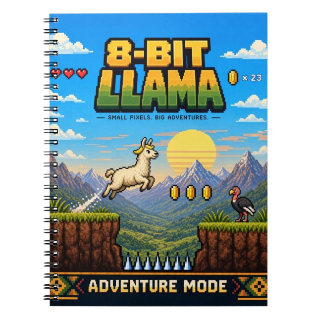 Llama, Retro 8-Bit Pixel Art Notebook (Front)