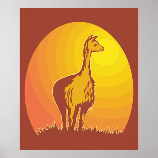 Llama Retro Sunset  Poster (Front)