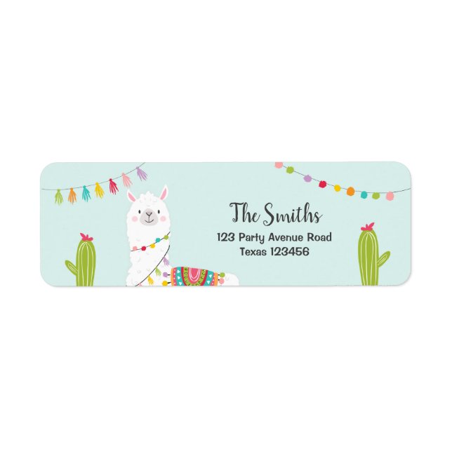 Llama Return Address Labels Fiesta Alpaca Mexican (Front)