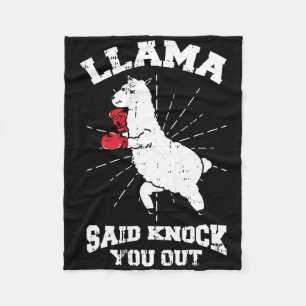 Llama Said Knock You Out Boxing Funny Halloween Gi Fleece Blanket