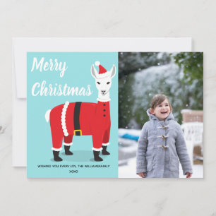 Llama Santa Fun Photo Christmas Holiday Card