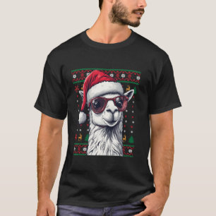 Llama Santa Hat Ugly Christmas Funny Holiday Llama T-Shirt