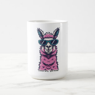 Llama say you Rock   Quirky pose in sunglasses Coffee Mug