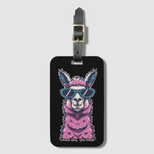 Llama say you Rock   Quirky pose in  sunglasses Luggage Tag