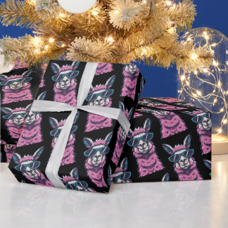 Llama say you Rock | Quirky pose in sunglasses Wrapping Paper