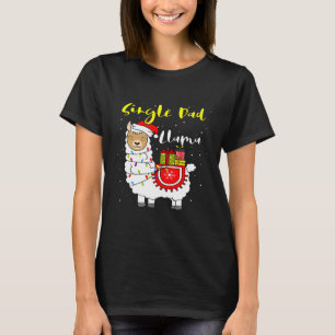 Llama Single Dad Lights Santa Xmas Pajama Matching T-Shirt