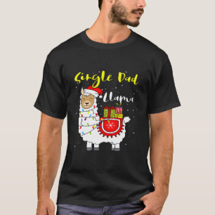 Llama Single Dad Lights Santa Xmas Pajama Matching T-Shirt