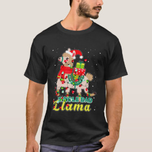 Llama Single Dad Wear Santa Hat Xmas Pajama Outfit T-Shirt