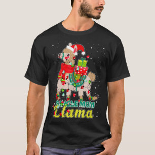 Llama Single Mum Wear Santa Hat Xmas Pajama Outfit T-Shirt