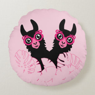 Llama Sisters Round Cushion