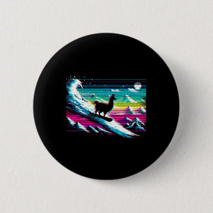 Llama Snowboarding Glitch - Funny Snowboard Lover  6 Cm Round Badge