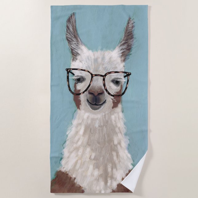 Llama Specs - Oversized Glasses Beach Towel (Front)
