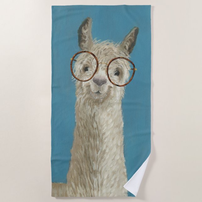 Llama Specs - Round Eyeglasses Beach Towel (Front)