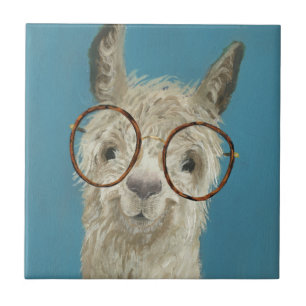 Llama Specs - Round Eyeglasses Ceramic Tile